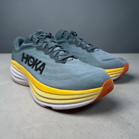 Hoka Bondi 8 Wide Mens 13 2E Running Shoes Goblin Blue Mountain Spring 1127953